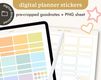 Digital Planner Stickers - Pastel Rainbow Boxes - Goodnotes and Printable Files, Transparent PNGs - Goodnotes, A5 planners