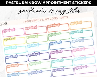 Digital Planner Stickers - Pastel Rainbow Appointment Boxes - Goodnotes and Printable Files, Transparent PNGs - Goodnotes, A5 Planners