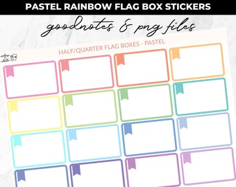 Digital Planner Stickers - Pastel Rainbow Flag Boxes - Goodnotes and Printable Files, Transparent PNGs - Goodnotes, A5 Planners