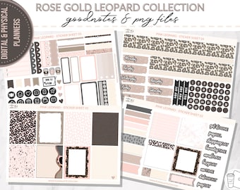 Digital Planner Stickers - Rose Gold Leopard - Goodnotes and Printable Files, Transparent PNGs - Goodnotes, A5 planners, Noteshelf