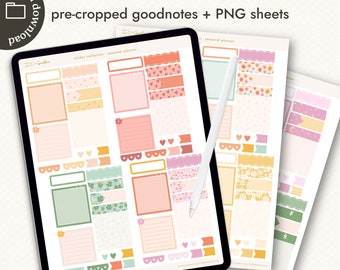 Digital Planner Stickers - Seasonal Sampler Kit - Pre-Cropped Goodnotes, Transparent PNGs - Colorful Patterned Pastel Digital Sticker Pack