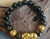 pixiu Bracelet Black Obsidian feng Shui for wealth and luck