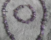 Amethyst chip necklace and bracelet crystal healing