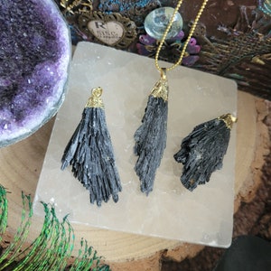 Raw black kyanite pendant necklace witchy jewellery gift for him or her protection jewelry for men or women image 7