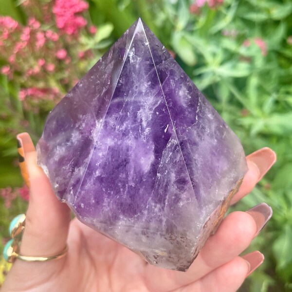 Amethyst Tower Polished Point raw calming crystal natural stone tower home decoration reiki healing third eye chakra stone