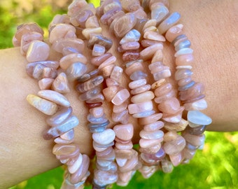 Peach Moonstone Chip armband kristal helende natuurstenen sieraden