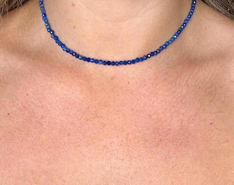 Lapis Lazuli Choker Necklace: Faceted Crystal Healing Jewellery