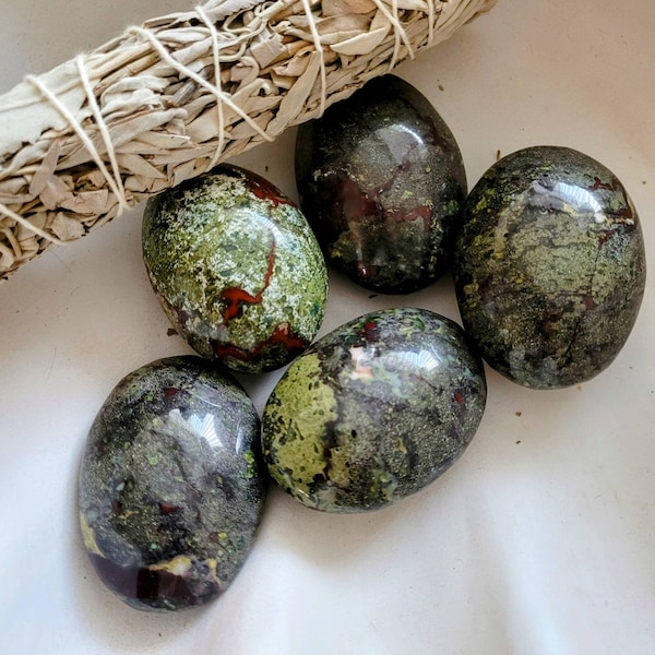 Dragons Blood Jasper palm stone crystal healing natural polished stone home decor gift for him or her