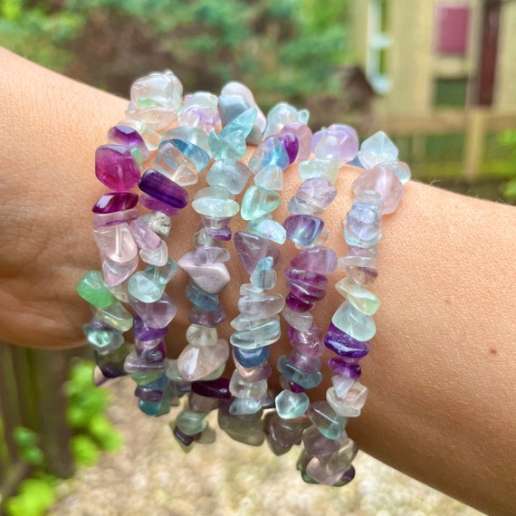 Rainbow Fluorite Crystal Chip Bracelet, The Holistic Hamper, UK