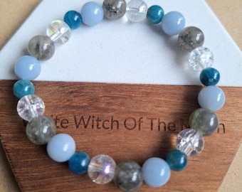 Angelite Apatite Labradorite Bracelet: Guardian Angel Crystal Healing
