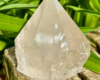 Milky Smoky Quartz Tower Half Polished Point Raw Crystal Home Decor Polished Gemstone Ornament 380g