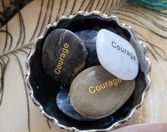 Rain stones natural river stones for positivity unique gift engraved courage affirmation stone