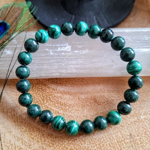 malachite bracelet crystal healing stacking stretch gemstone jewellery for men or women
