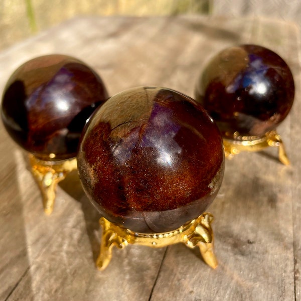 Esfera de granate rojo oscuro adorno de bola de cristal decoración del hogar de piedra natural