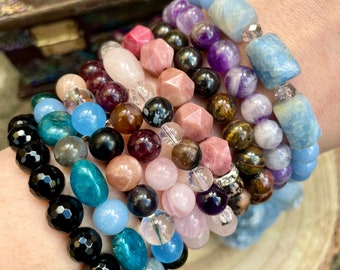 Bracelet sur mesure cristal de guérison pierre naturelle améthyste, quartz rose, tourmaline noire et plus