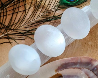 selenite palm stones crystal healing natural stone witchy home decor gift