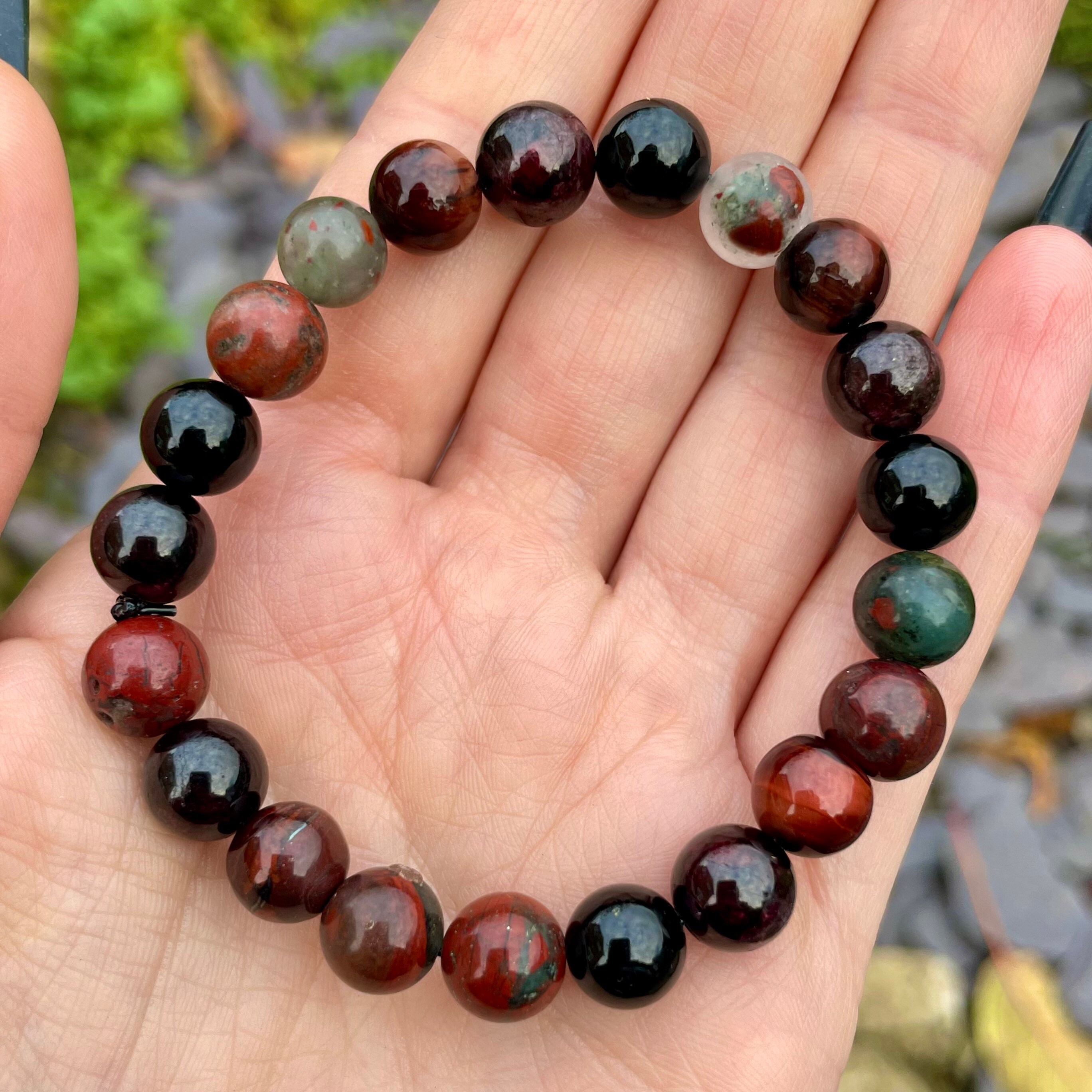 Root Chakra Bracelet Crystal Healing Natural Stone With Black
