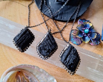 Black Tourmaline pendant necklace crystal healing protection jewellery gift fir him or her witchy jewelry for men or women