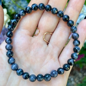 Indigo Gabbro Bracelet: Handmade Mystic Merlinite Crystal Healing Jewellery
