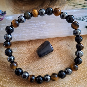 Protection Bracelet: Black Obsidian, Hematite & Tiger's Eye Healing Stones