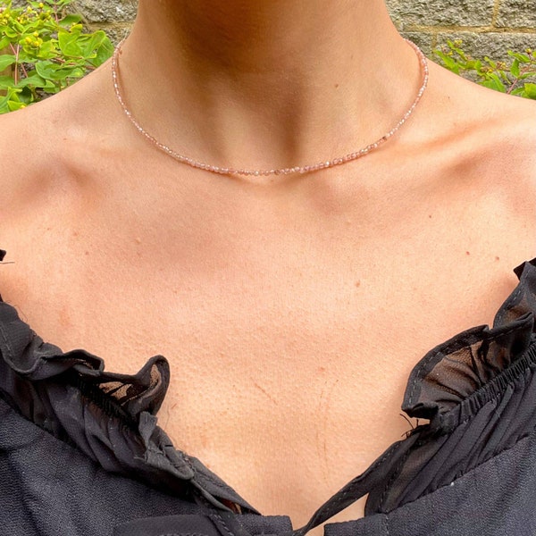 Sunstone choker necklace minimalist crystal healing natural stone