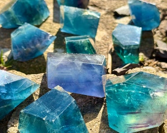 Blue Fluorite Freeform Crystal Healing Natural Polished Stone