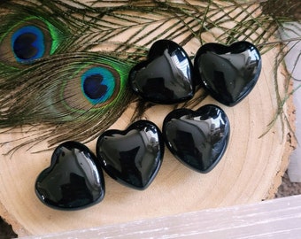 Black Obsidian heart Crystal healing natural stone witchy room decor - Courage, Strength, Protection, Grief, Truth