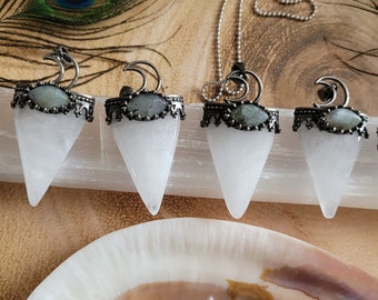 Clear Quartz necklace with Labradorite triangle pendant crystal healing gift for him or her gemstone jewelry clear quartz master healer