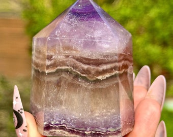 Smoky Fluorite Cupcake Tower Crystal Point Natural Stone Home Decor 315g 70mm