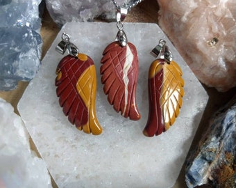 mookaite angel wing pendant Necklace Crystal healing natural stone
