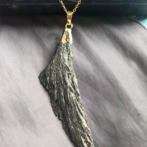 Raw black kyanite pendant necklace witchy jewellery gift for him or her protection jewelry for men or women image 6