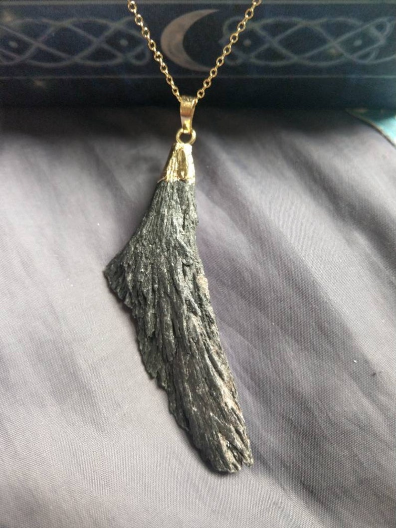 Raw black kyanite pendant necklace witchy jewellery gift for him or her protection jewelry for men or women image 6