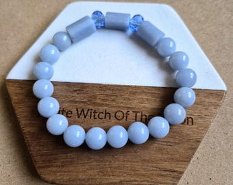 Angelite Bracelet: Raw Crystal Healing Stone, Spiritual Gift