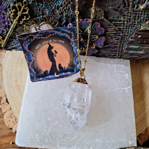 Raw Herkimer Diamond Pendant Necklace: Gold Electroplated Crystal Healing image 13
