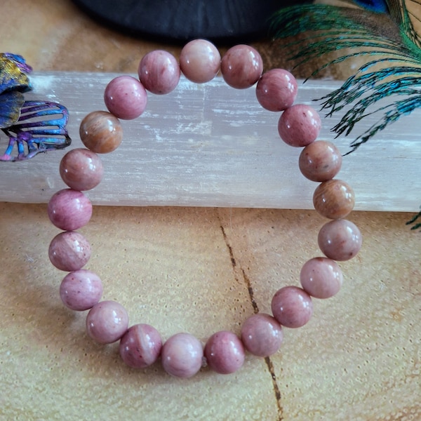 Rhodochrosit Armband: Handgefertigtes Crystal Healing Stretch Armband