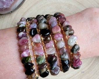 Tourmaline cuff bracelet natural stone crystal healing jewellery