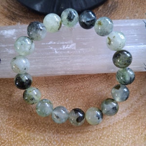 prehnite bracelet gift for him or her crystal healing natural stone heart chakra Stretchy stacking jewellery