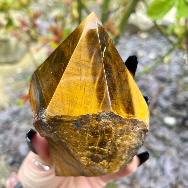 Tigers Eye Tower Half Polished Point raw crystal natural stone tower home decoration reiki healing sacral chakra stone