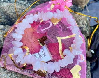 Self Love and Love Spell, Rose Quartz and Clear Quartz Bracelet