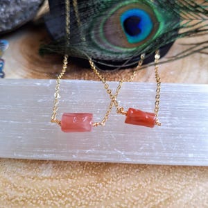 Dainty Carnelian Necklace: Minimalist Gold Plated Jewellery