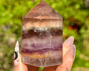 Smoky Fluorite Cupcake Tower Crystal Point Natural Stone Home Decor 214g 65mm