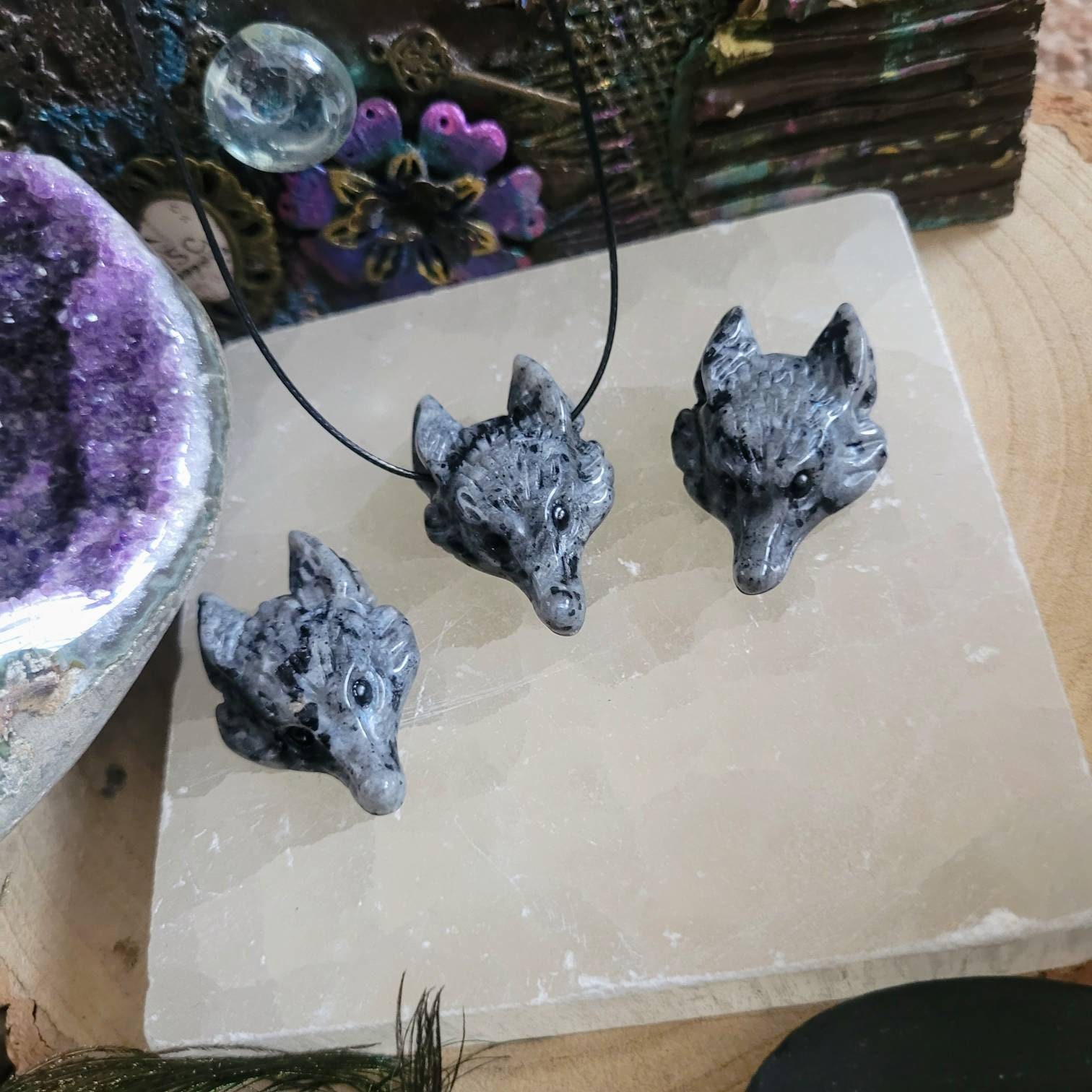 Larvikite Wolf - Etsy