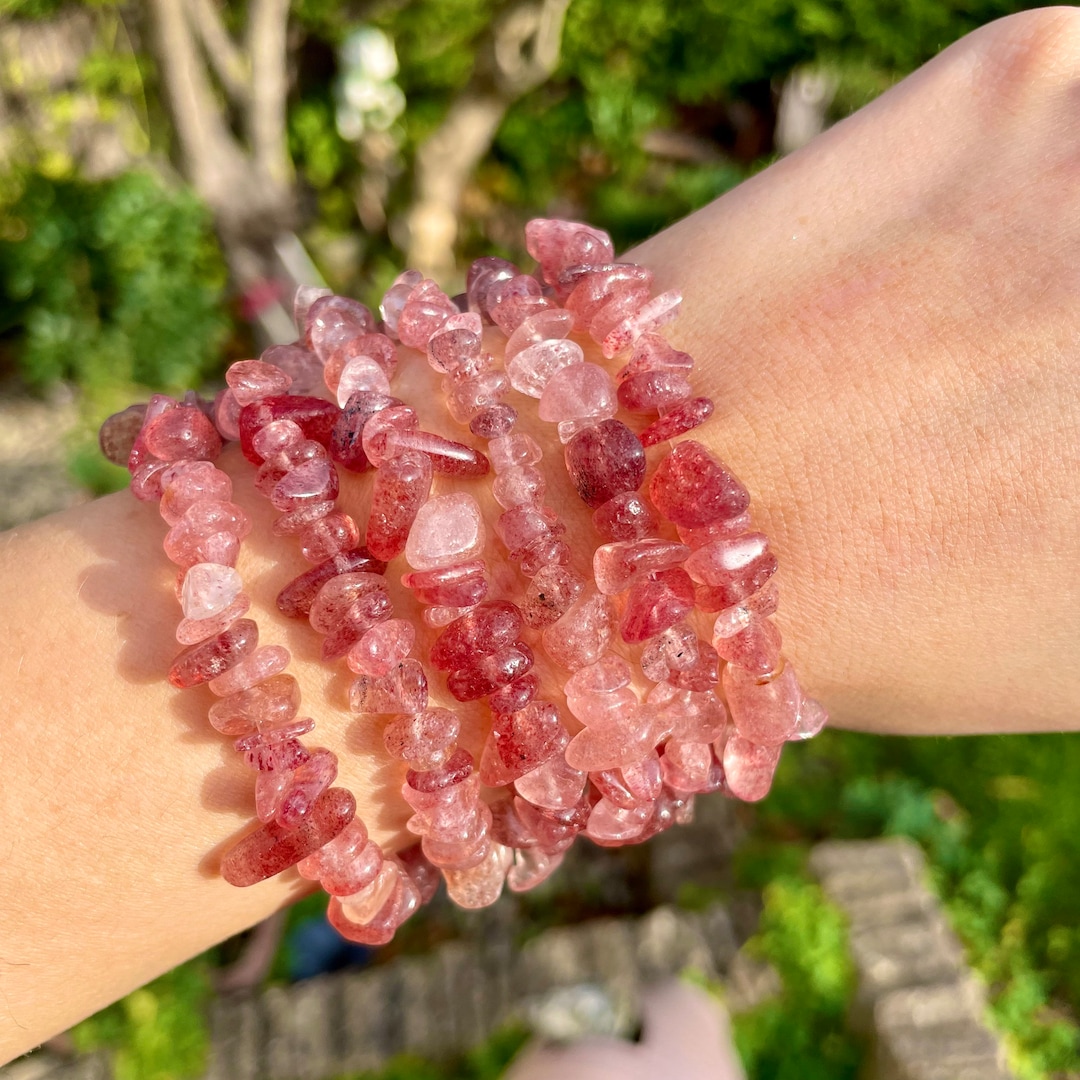 Buy Strawberry Quartz Chip Bracelet Crystal Healing Natural Stone Jewellery  Online in India