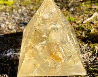 Citrine pyramid 60mm for abundance solar plexus chakra gift for him or her