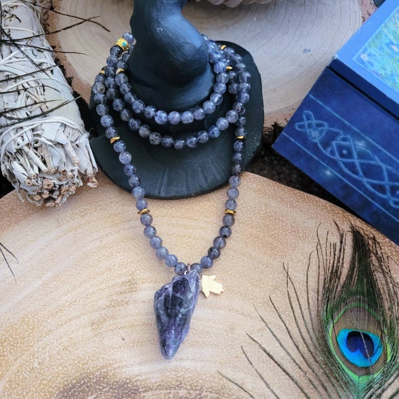 Iolite Bead and Labradorite Pendant Necklace Gold-plated Sterling Silver Iolite Bead and Labradorite Pendant Necklace Gold-plated Sterling Silver