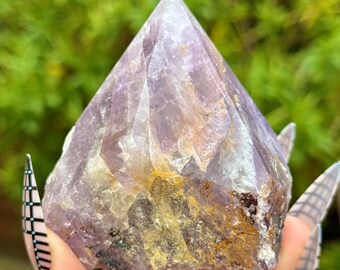 Ametrine Tower Half Polished Point Raw Crystal Natural Stone Home Decor Polished Gemstone Ornament 253g