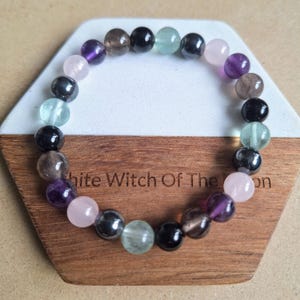 Empath Kristall Armband: Rosenquarz, Turmalin, Fluorit Heilstein Schmuck