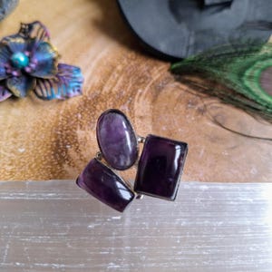 Amethyst ring healing jewellery for her 925 silver jewelry size 0
