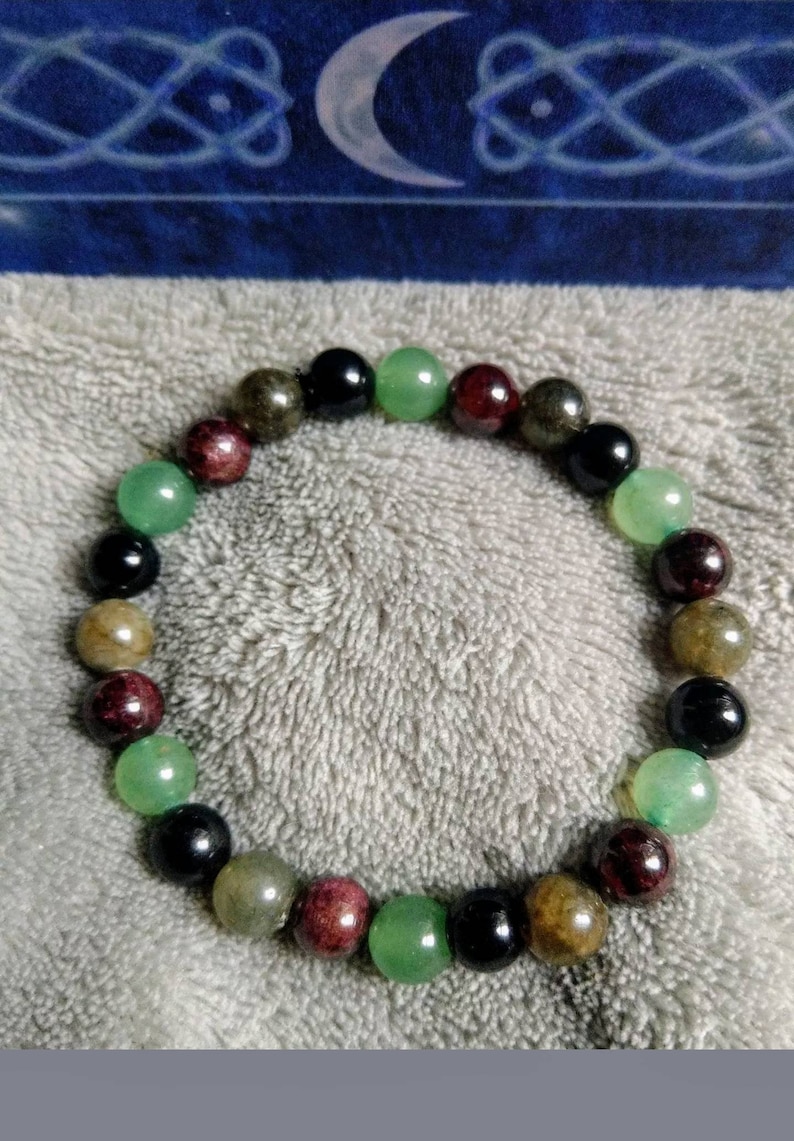 black obsidian crystal healing 6mm 8mm or 10mm bead bracelet