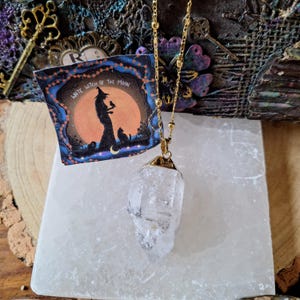 Raw Herkimer Diamond Pendant Necklace: Gold Electroplated Crystal Healing image 5